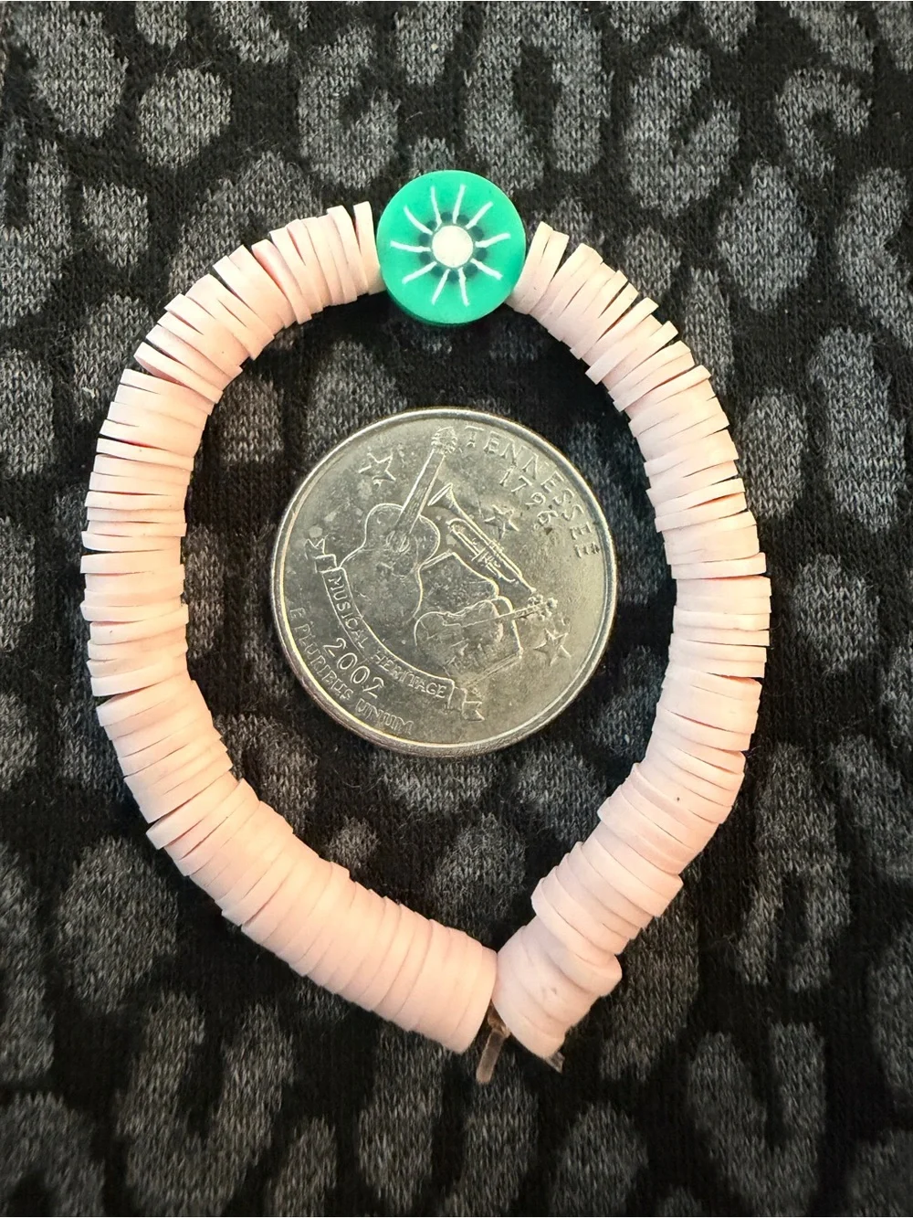 Kids Kiwi Bracelet With Pink Circle Beads